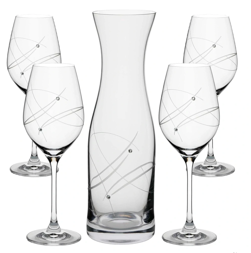 SET fľaša Vital + kalich na víno 27181 Swarovski Crystals (1+4KS)