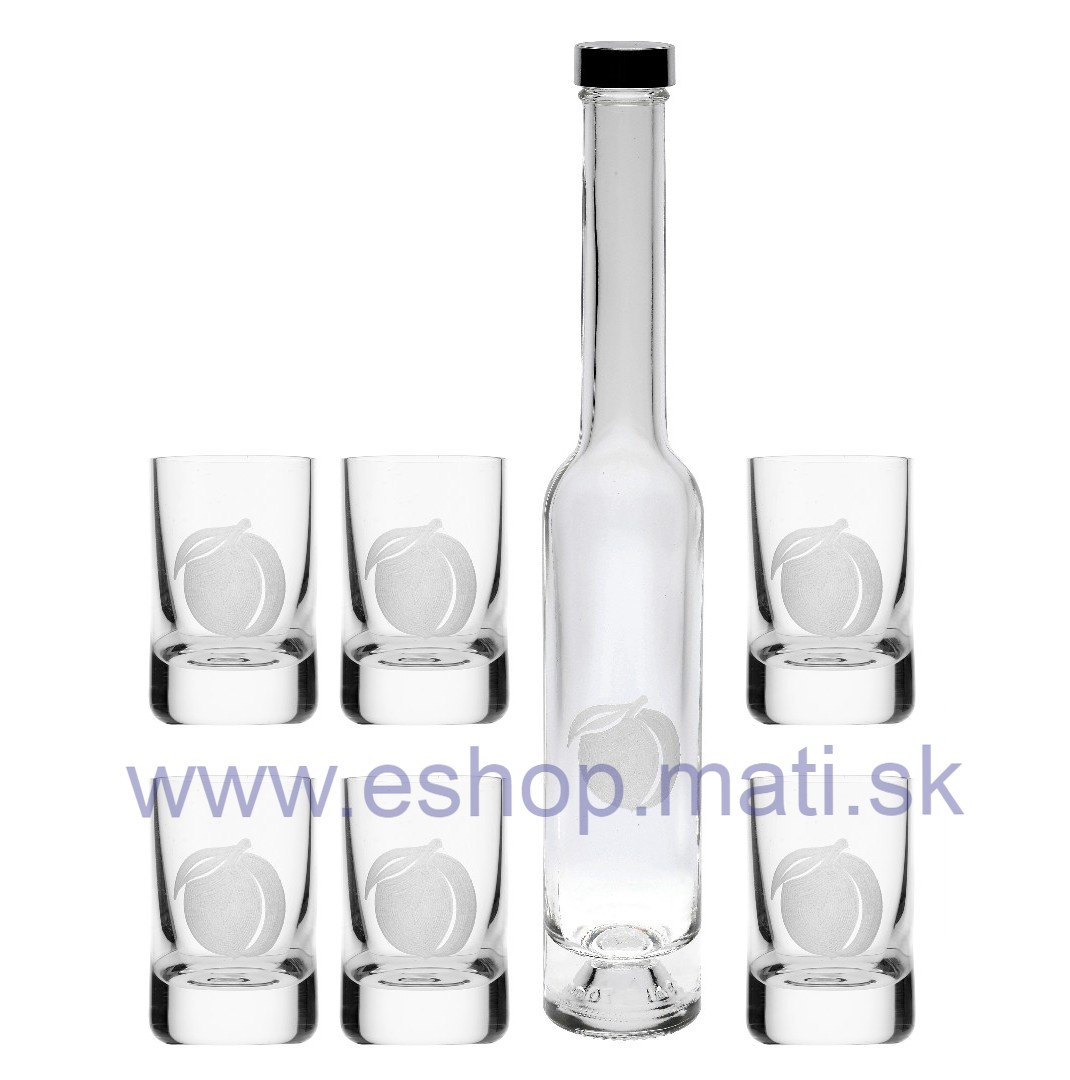 SET fľaša Platina + poháre Spirit APRICOT/MARHULA (1+6KS)