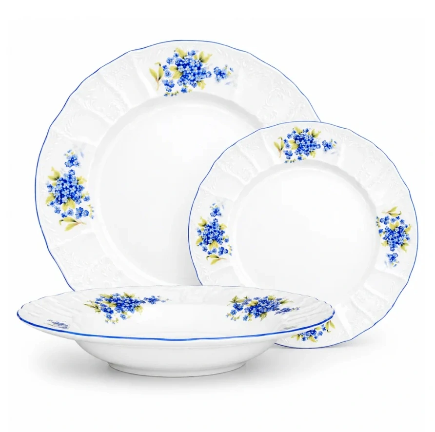 Tanierová jedálenská súprava Thun Bernadotte, nezábudky E0292051 18-dielna