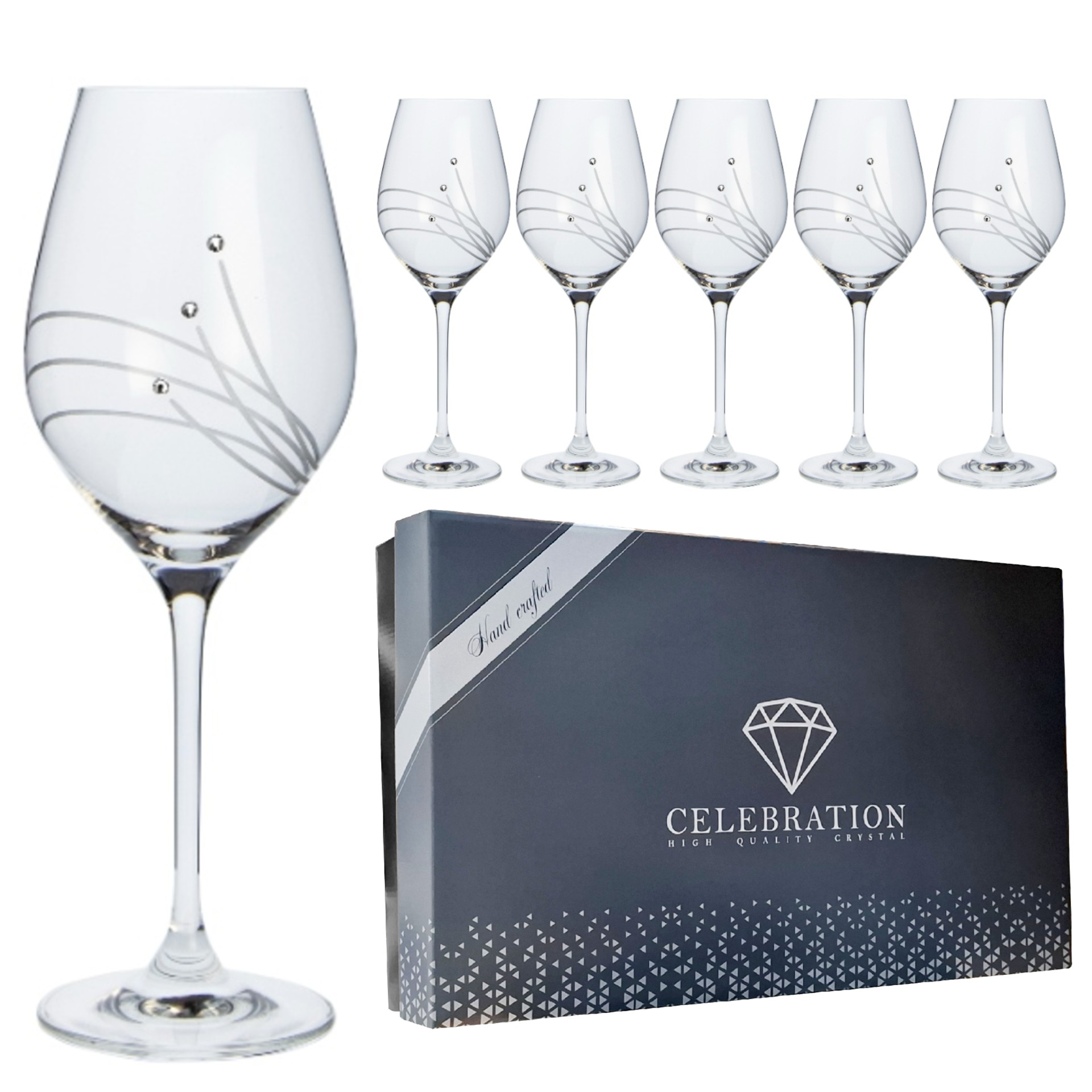 Poháre na víno 360ml Celebration dekor 30538 Swarovski Crystals (6ks)