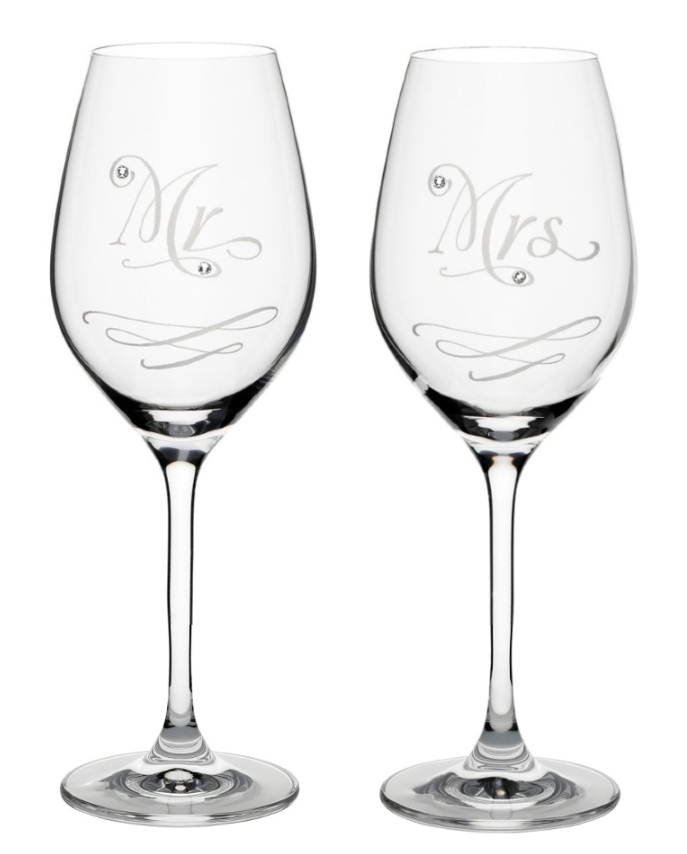 Pohár na víno Mr. a Mrs. 360ml FUN (2KS)