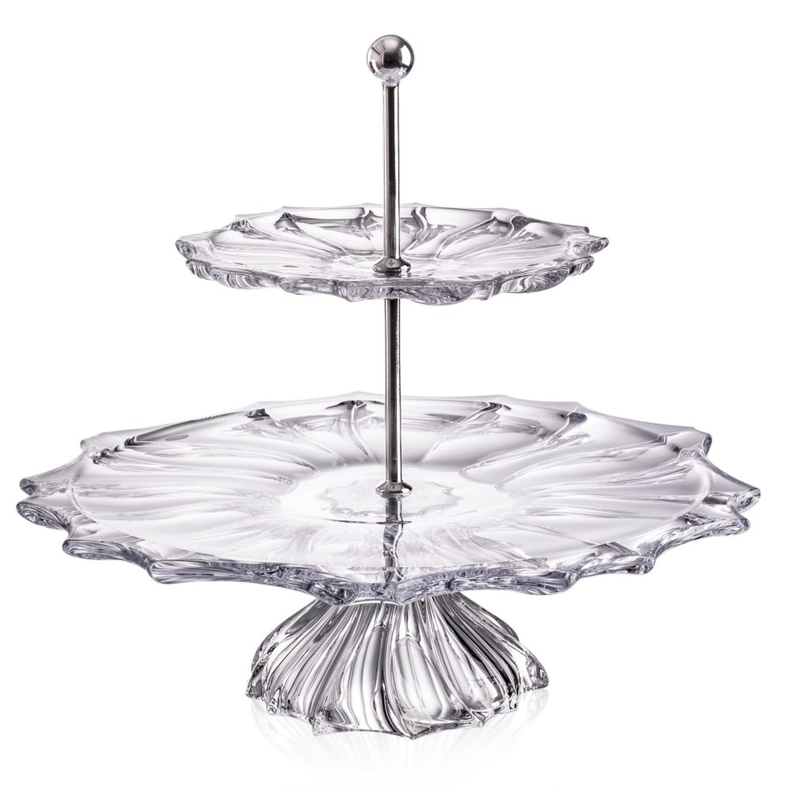 Aurum Plantica krištáľový etažér na nohe 35 cm