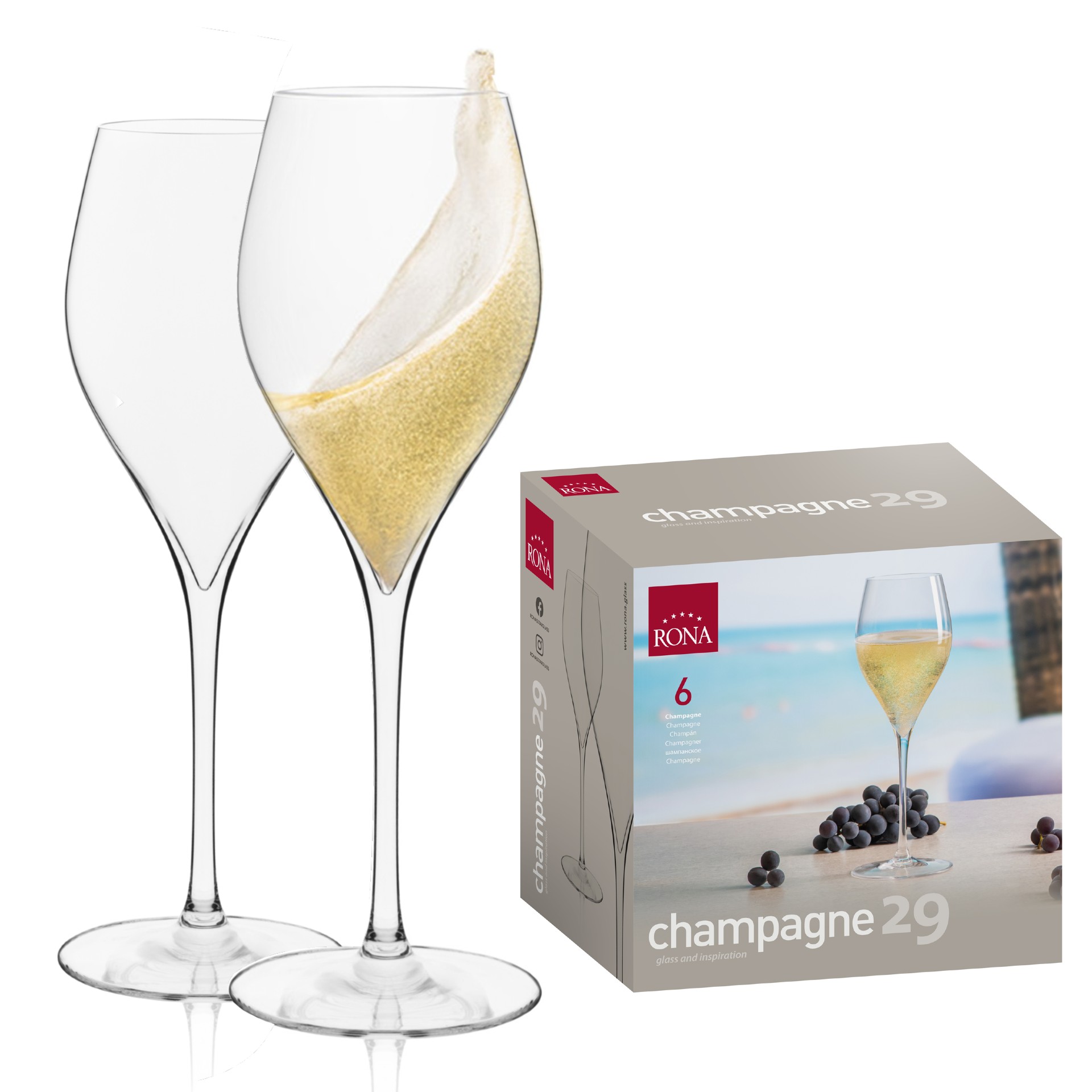 Pohár prosecco champagne 290ml universal (6KS)