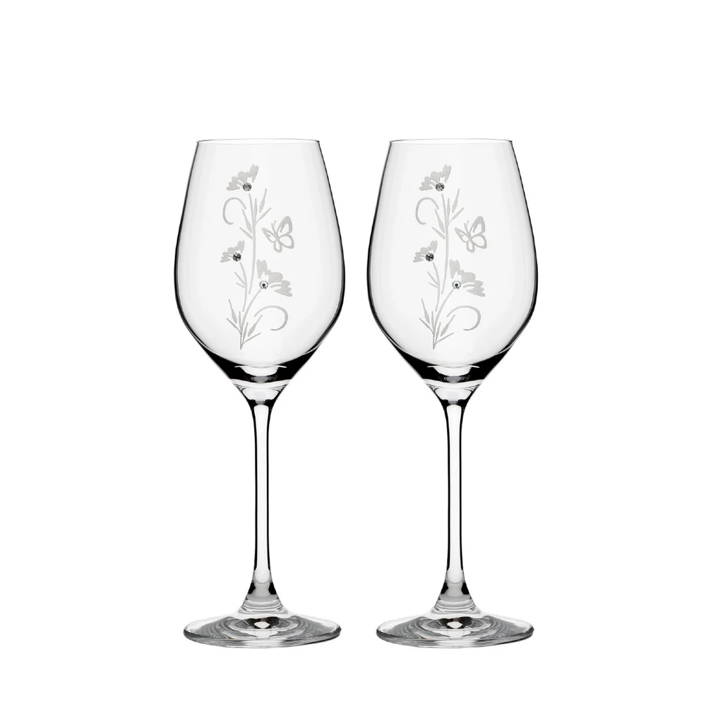 SET fľaša Vital + kalich na víno /Flowers Crystals (1+4KS)