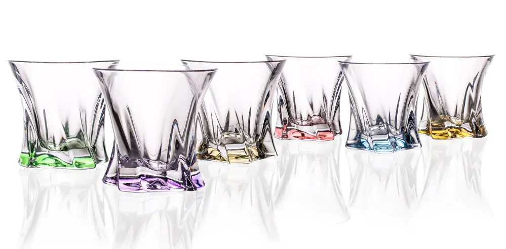 Aurum Cooper krištáľové poháre so zlatým okrajom 320ml COLOR (6ks)