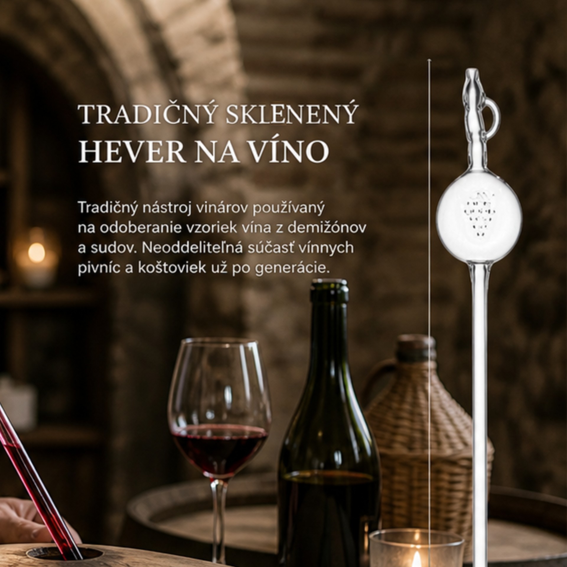 Hever na víno s reliéfom hrozna 1l sklenený (1ks)