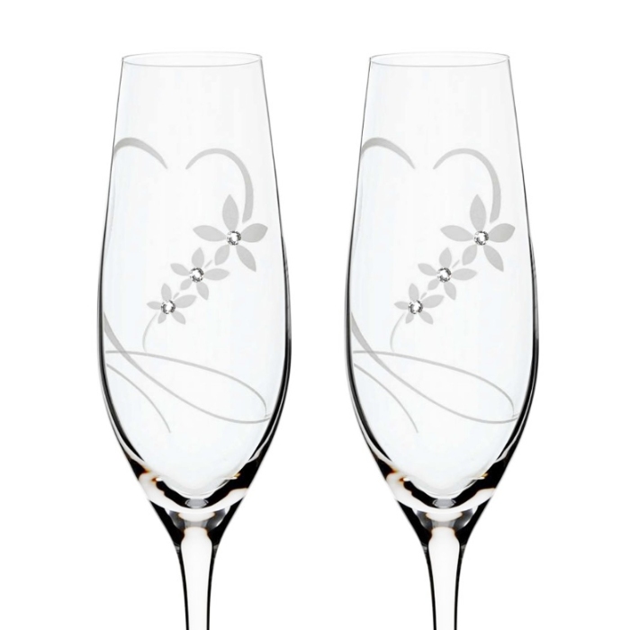 Svadobné poháre Celebration 210ml, dekor Srdce 100 Swarovski (2KS) TUBUS