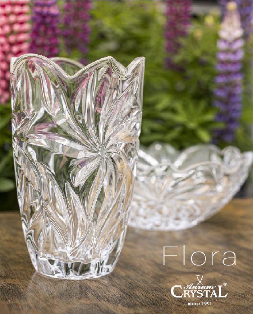 Aurum Flora Krištáľová váza 28 cm PINK