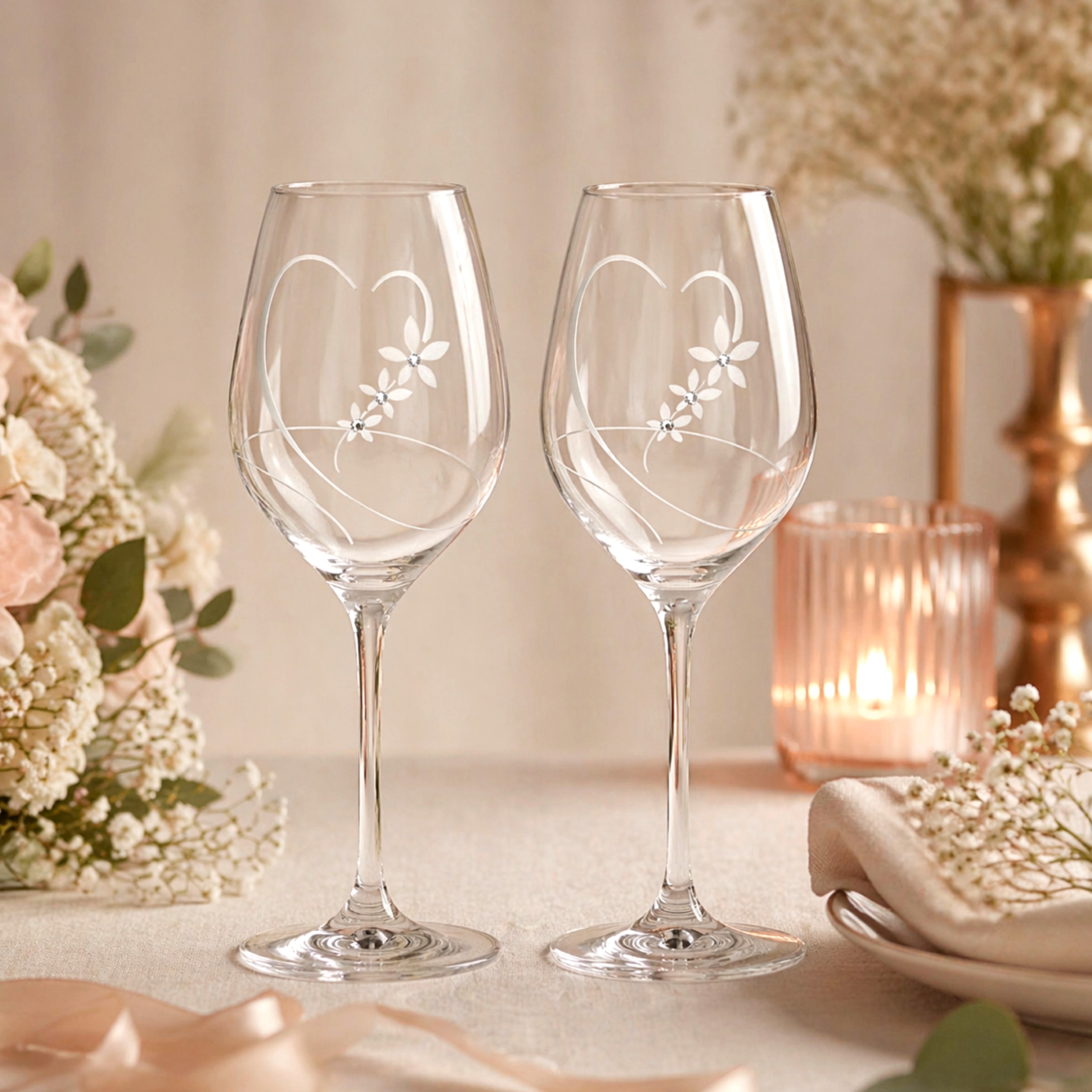 Pohár na víno 360ml Celebration 100 srdce Swarovski (2KS)