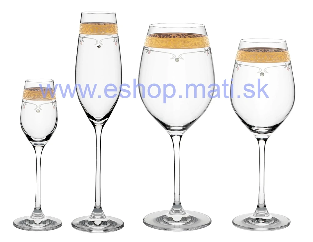 Kalich na víno Royal Gold 470ml 40352 Swarovski Crystals (2KS)