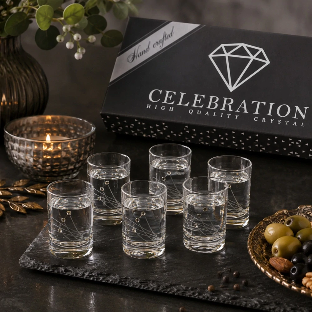 SET Drevená doska DEER + poháre Spirit 30538 Swarovski Crystals (1+6KS)