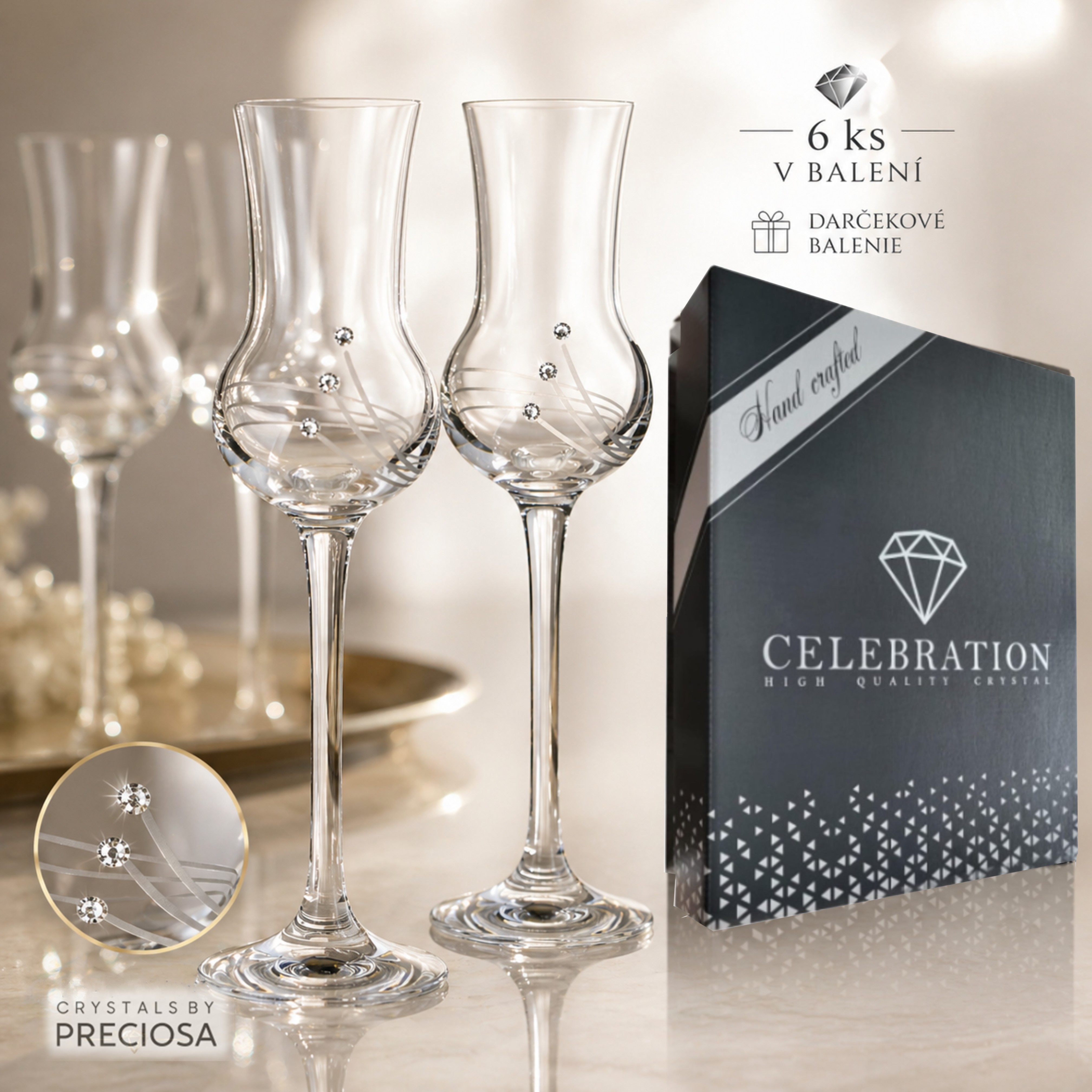 Luxusný set pohárov Grappa 70 ml 30538 Crystals (6 ks)