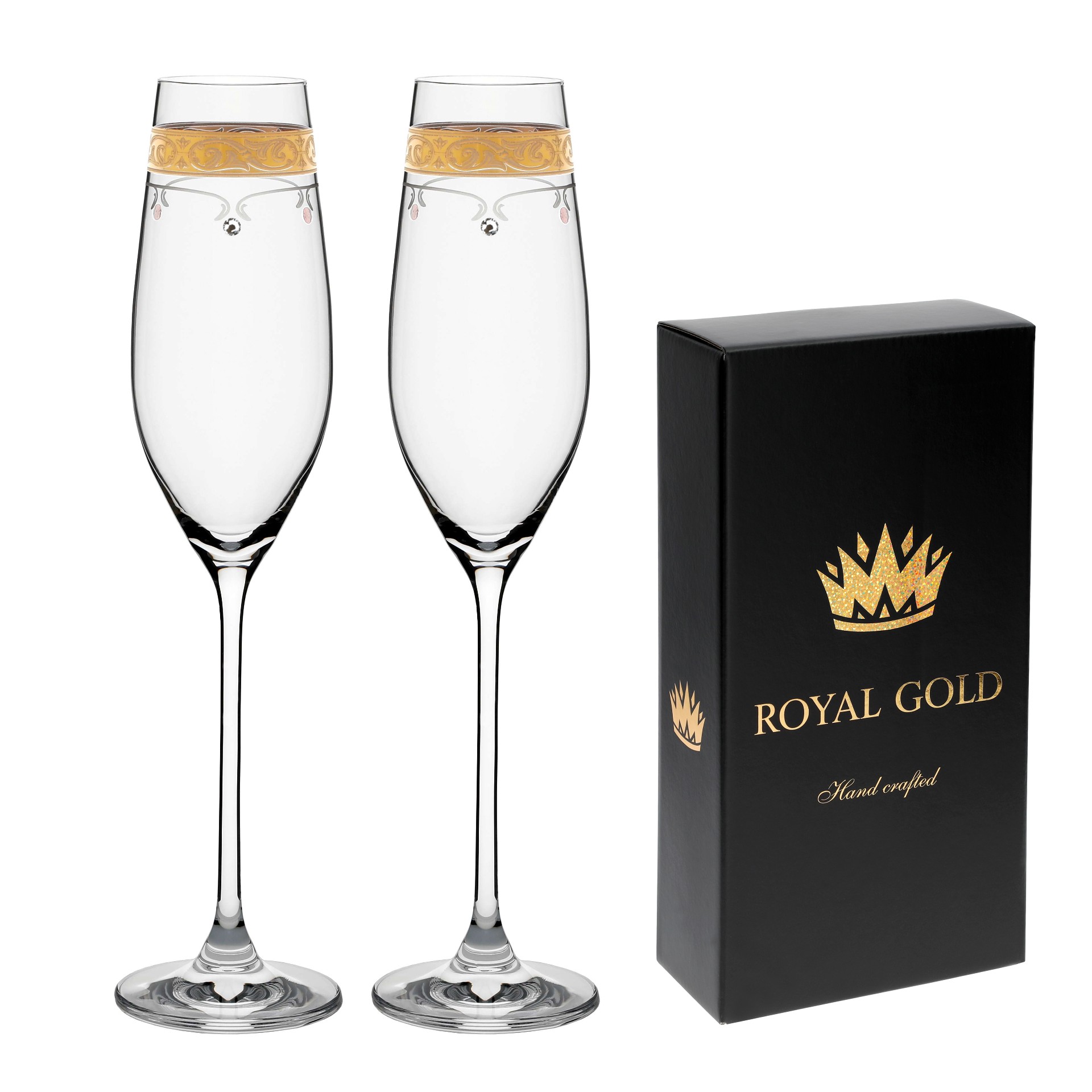 Svadobné poháre s menom a dátumom royal gold 210 ml Crystals (2KS)