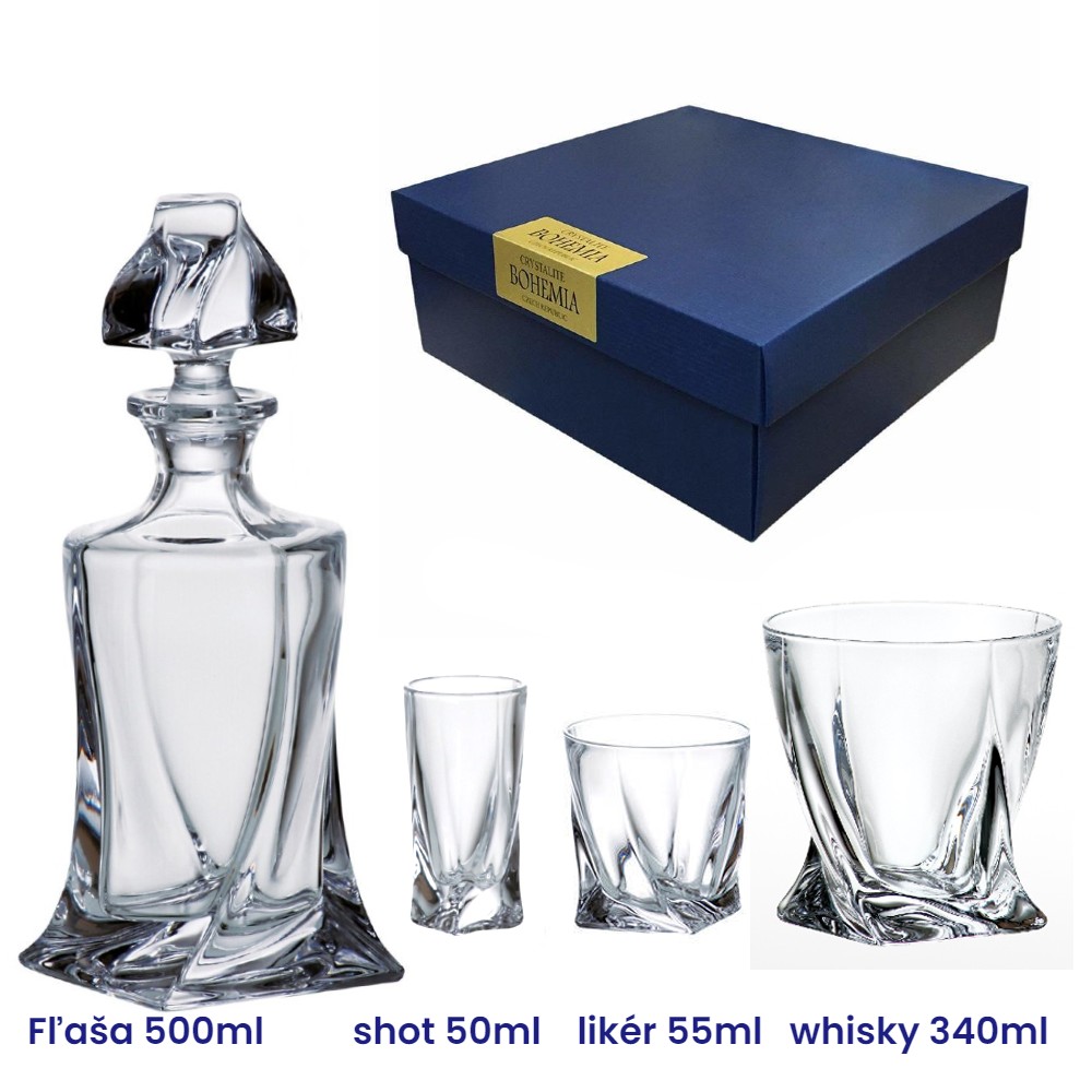 Quadro whiskey set fľaša + poháre 340ml (1+6ks)